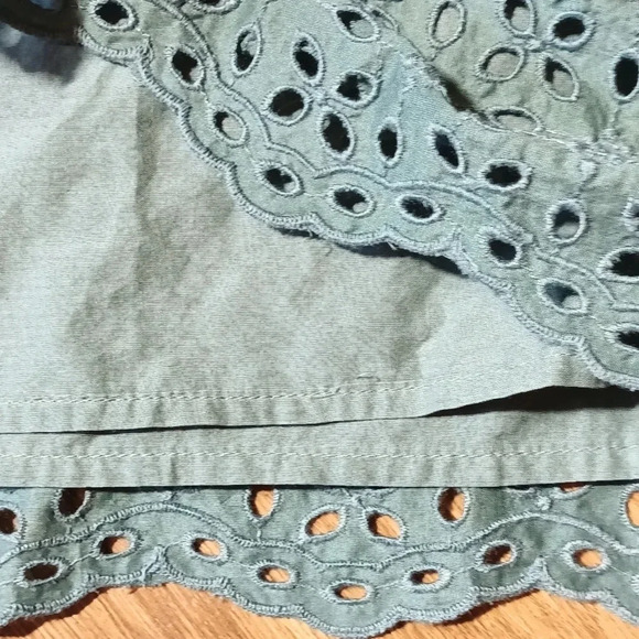 3/$25 NEW Gap cotton eyelet halter dress side zip elastic back green size 2 - Picture 8 of 14